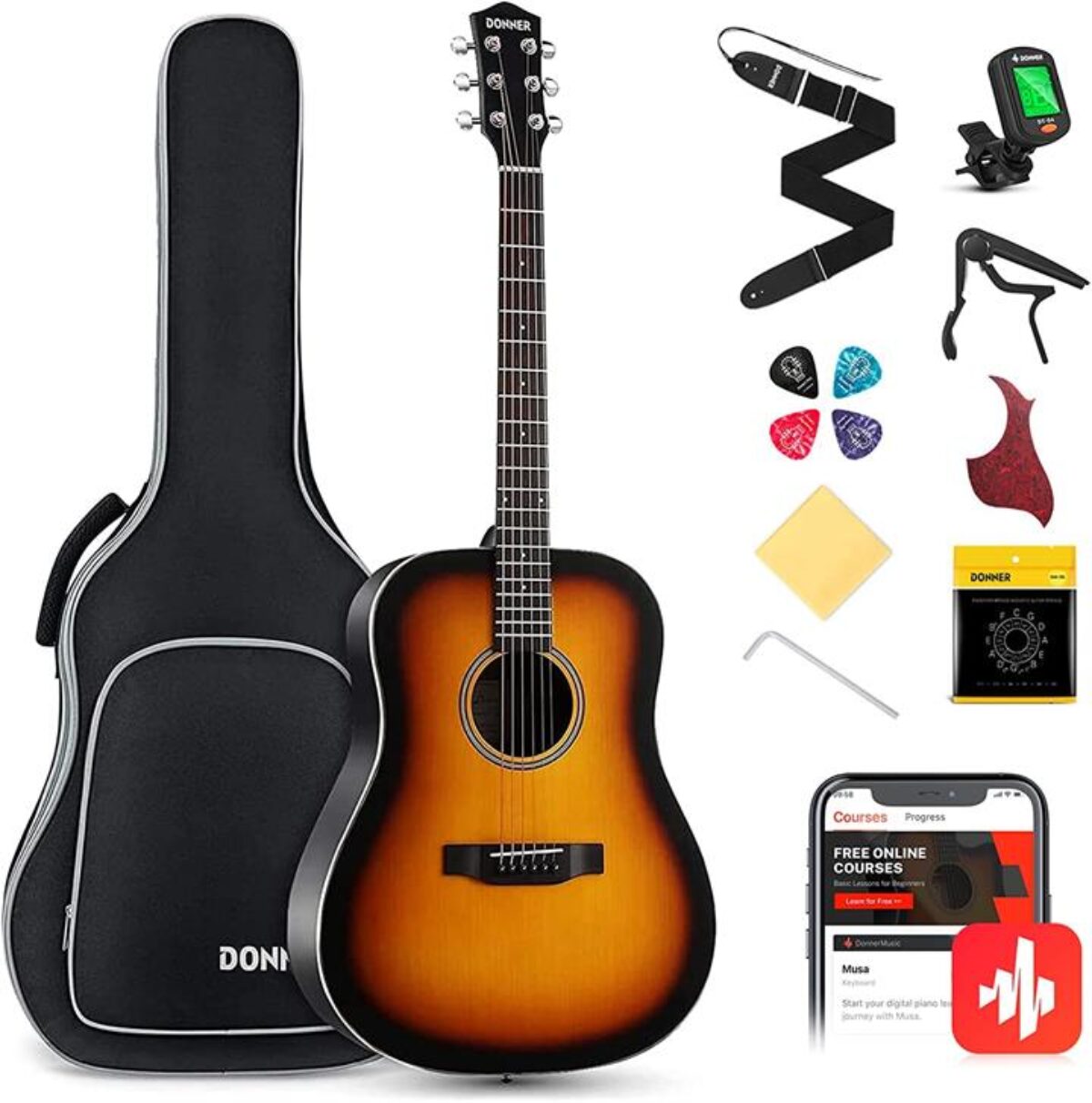 3rd Avenue 4/4 Formaat Cutaway Akoestische Gitaar Voor Beginners Met Gigbag Gitaarband Plectrums En Extra Snaren Zwart