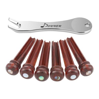 Donner Cocobolo Acoustic Guitar Bridge  Pins (6 PCS) w/ Abalone Dot