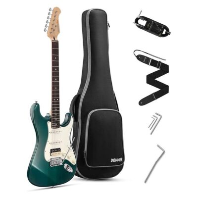 Donner DST-400 Solid Alder Body 2 Point Tremolo HSS Pickups Classic Electric Guitar Kit - Green / Guitar Kit