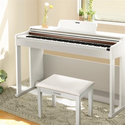 Donner DDP-100 Fully Weighted Digital Piano - White / Piano + White Bench