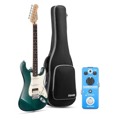 Donner DST-400 Solid Alder Body 2 Point Tremolo HSS Pickups Classic Electric Guitar Kit - Green / Guitar Kit+Filter