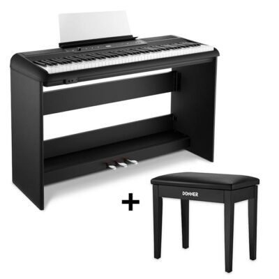 Donner SE-1 88 Key Graded Hammer Action Keys Arranger Keyboard Digital Piano Multifunctional with Stand - Piano + Bench