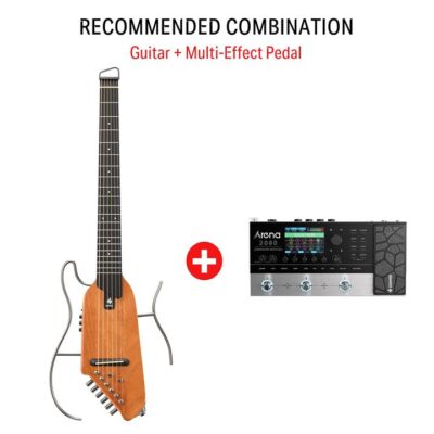 Donner HUSH™ I Acoustic-Electric Travel Guitar - Mahogany / Guitar + Arena 2000 Pedal