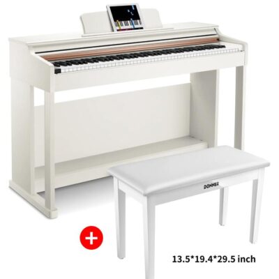 Donner DDP-100 Fully Weighted Digital Piano - White / Piano+Two-Seater Bench (White)