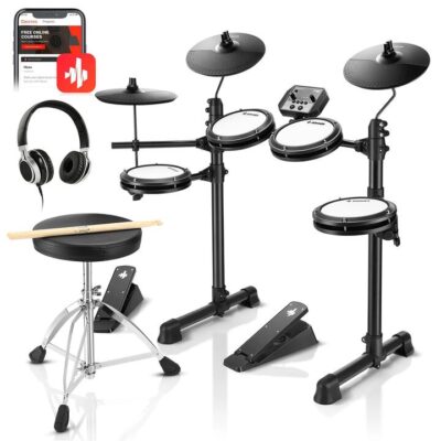 Donner DED-80 Best Electronic Drum Kit For Beginners - White / Drum