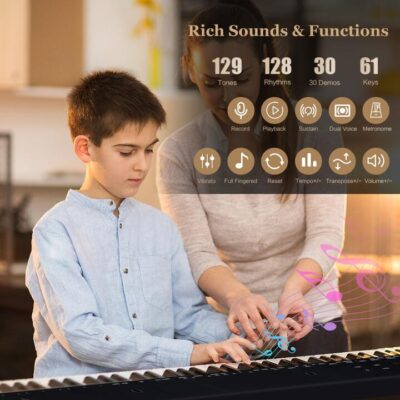 Key Portable Electronic Keyboard Piano Complete Digital Piano Set
