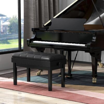 Height-adjustable Piano Bench with Double Seat for 2 People