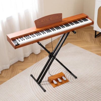 Key Keyboard Piano Set Full Size Semi-weighted Digital Piano-Brown