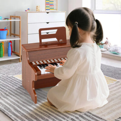 Keys Kids Piano Keyboard Mini Digital Piano with Teaching Mode-Brown