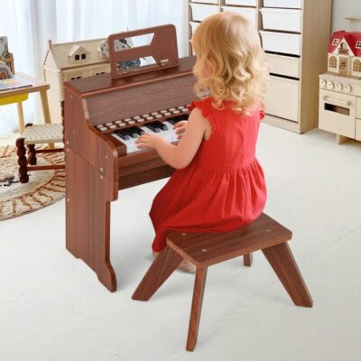Keys Kids Piano Keyboard with Stool-Brown