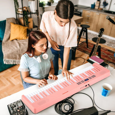 Key Foldable Piano Keyboard with MIDI and Split Function-Pink