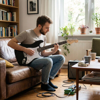 Electric Guitar Beginner Kit with Amplifier and Classic SSS Pickup-Black