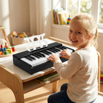 30 Keys Mini Digital Piano with Removable Music Stand for Boys and Girls-Black