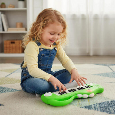 Dinosaur Shape Toy Digital Piano with Built-in Music and Light-Green